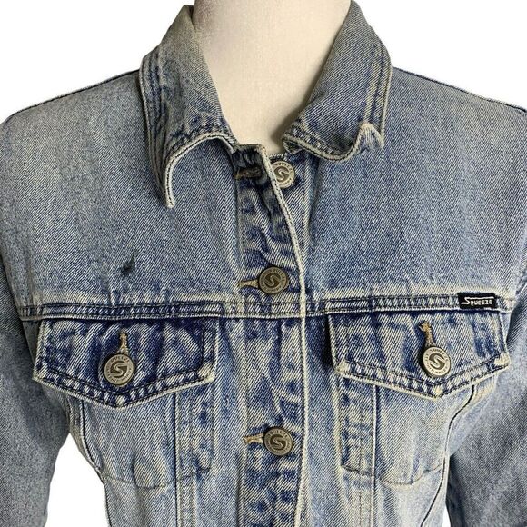 Vintage 90s Squeeze Button Up Denim Jean Jacket M Med Wash Stephen Hardy - Picture 2 of 7